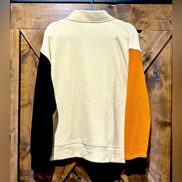 EUC Tru Lux Jeans Color Block Laced Neck Sweater Sz L - Picture 2 of 16